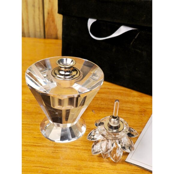 Crystal Perfume Bottle With Lotus Stopper By Shannon Crystal Godinger In Black V - Picture 11 of 16